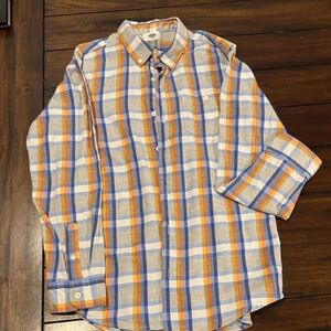Old Navy Boy’s Casual Plaid Shirt in Blue and Orange